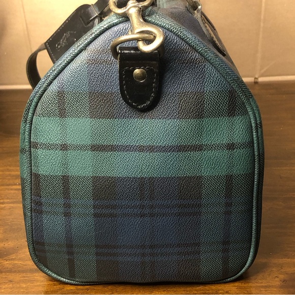 K RALPH LAUREN Black Watch Plaid Speedy Boston Overnight Travel Bag 30cm - Picture 7 of 17